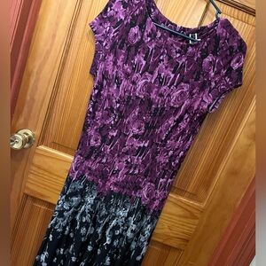 Julian Taylor NY Purple and Black Floral Midi Dress